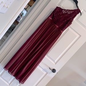 David’s Bridal full length dress.  Burgundy size 4.